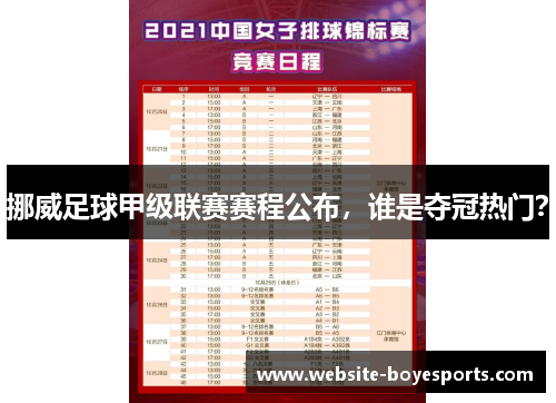 挪威足球甲级联赛赛程公布，谁是夺冠热门？